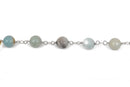 13 feet AMAZONITE GEMSTONE Rosary Chain, silver, 8mm round gemstone beads, fch0499b
