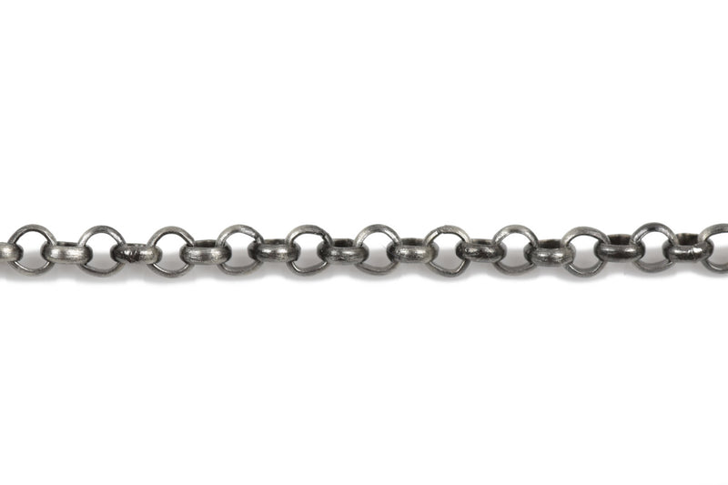 1 yard Gunmetal Rolo Chain, Round Rolo Links are 3mm, fch0500a