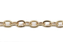 1 yard Light Gold Plated Cable Chain, Oval Links are 9x6mm unsoldered, half textured design, fch0504