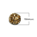 50 Round Resin Sparkly Gold DRUZY CABOCHONS, white backs, faux druzy, 10mm, cab0462b