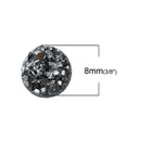 10 Round Resin Sparkly Dark SILVER DRUZY CABOCHONS, black backs, faux druzy, 8mm, cab0464a