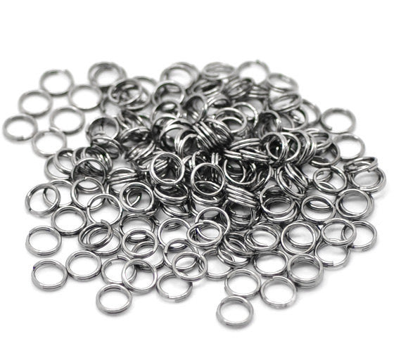 6mm split rings, 50 Gunmetal Split Rings, 6mm Double Loops Split Rings Open Jump Rings, gunmetal keyrings, 6mm jump rings, jum0172