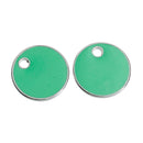 5 MINT GREEN Enamel Dot Charms, Silver  Round Circle Sequin Charms, double sided, 16mm (5/8") che0521