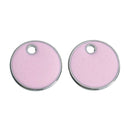 5 PINK Enamel Dot Charms, Silver  Round Circle Sequin Charms, double sided, 16mm (5/8") che0520