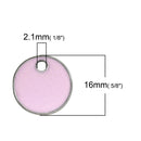5 PINK Enamel Dot Charms, Silver  Round Circle Sequin Charms, double sided, 16mm (5/8") che0520