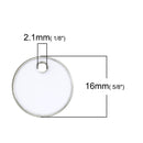 5 WHITE Enamel Dot Charms, Silver  Round Circle Sequin Charms, double sided, 16mm (5/8"),  che0522
