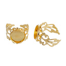 5 Gold Filigree Cabochon Ring Blanks, Fits 12mm round cabochon, 12mm bezel tray, METALLIC gold plate, adjustable sizing, fin0565