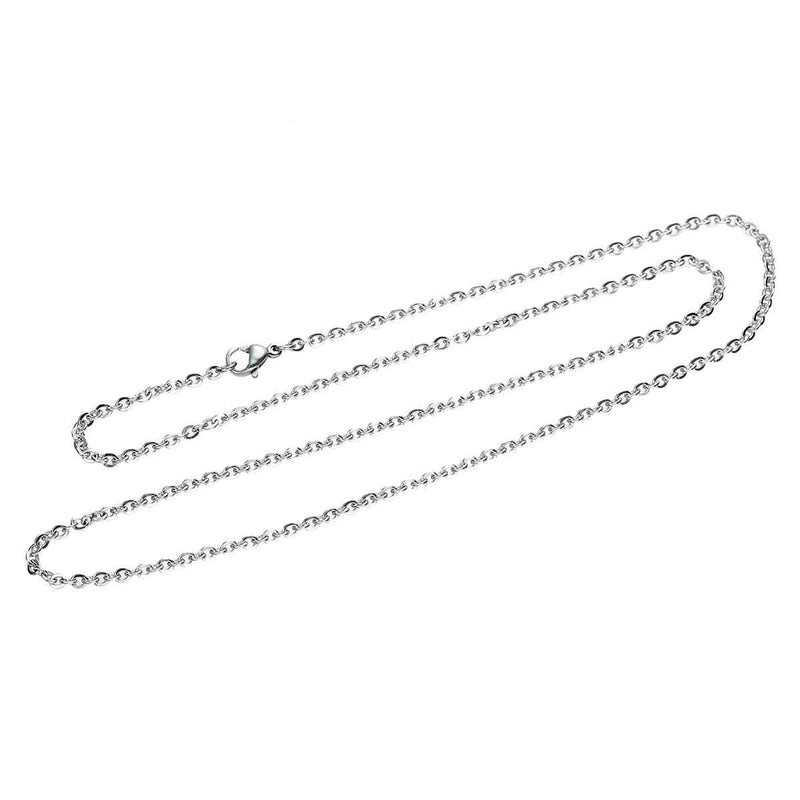 5 Stainless Steel Cable Link Chain Necklaces with Lobster Clasp, non tarnish, 20" long oval links are 3mm x 2.5mm, fch0456