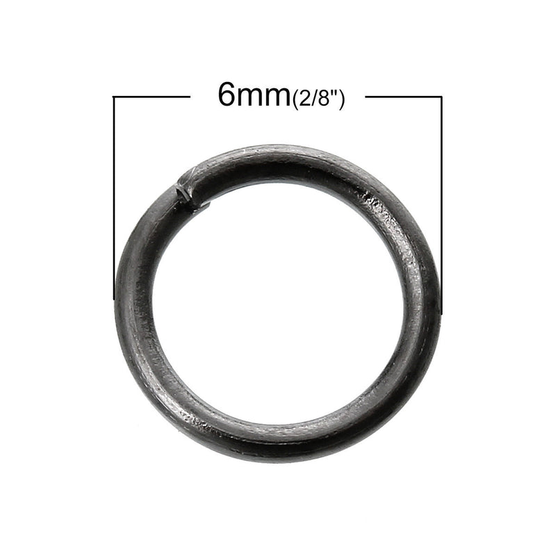 50 Gunmetal Open Jump Rings, 6mm, 21 gauge, jum0180