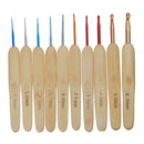 Set of 10 Crochet Hooks, wood handles, aluminum hooks, sizes 1mm through 6mm, tol0605