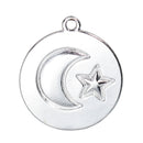 10 Silver MOON and STAR Charm Pendants, Stamped with "I love you to the moon and back" 23x20mm, chs2450