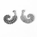 10 Silver FEATHER QUILL Pen Charm Pendants, 19x15mm, chs2453