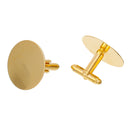 10 Gold Plated CUFF LINKS Blanks, CUFFLINKS, fits 25mm Round Cabochon Pad, fin0570