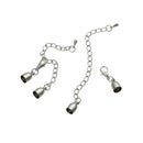 5 Sets Silver End Cap Clasps for Kumihimo Jewelry, Leather Cord End Connectors, Chain Bails, Bead Caps, Fits 6mm cord, fcl0196