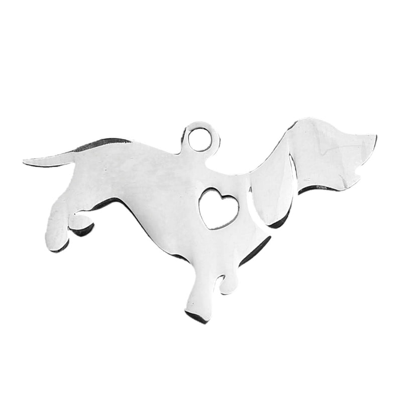 2 Stainless Steel BASSET HOUND or DACHSHUND Charm Pendants, Dog Shape Charms, Metal Stamping Blanks 29x23mm, 15 gauge, chs2657