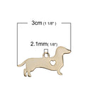 2 GOLD Stainless Steel DACHSHUND Charm Pendants, Dog Shape Charms, Design Metal Stamping Blanks 30x16mm, 15 gauge, Chg0480
