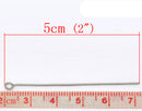 300 Silver Tone Eye Pins Findings 50mm Wholesale bulk package 21 gauge wire 2" long pin0104