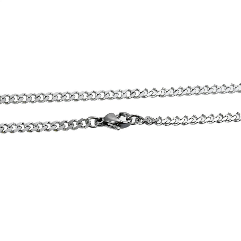 5 STAINLESS STEEL Curb Link Chain Necklaces with Lobster Clasp, 24" long links are 3mm x 2.5mm, fch0457