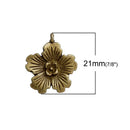 10 Bronze FLOWER Charm Pendants, antiqued bronze metal, 21x18mm, chb0442