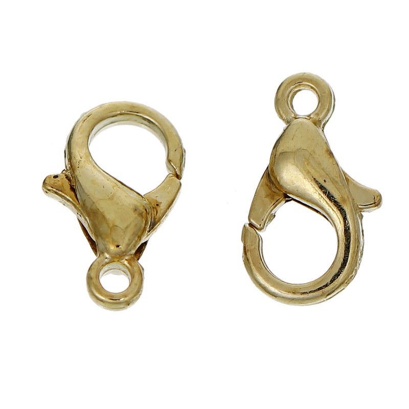 100 bulk package 14K gold plated lobster clasps, 10mm x 6mm, fcl0197