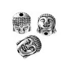 20 Antique Silver BUDDHA HEAD Metal Spacer Beads, 11mm, bme0389