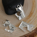 5 Silver ORIGAMI FOX Charms, Bright Silver Plated Pendants, 22x16mm, chs2656