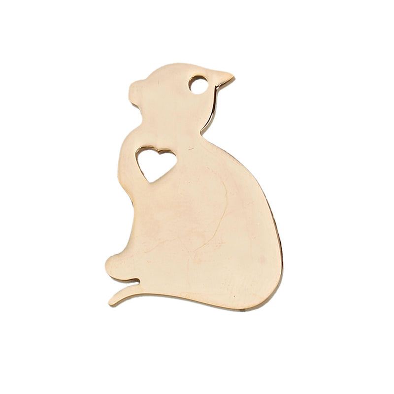 2 GOLD Stainless Steel CAT Charm Pendants, Dog Shape Charms, Design Metal Stamping Blanks 29x20mm, 15 gauge, chg0482