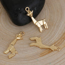 5 Gold ORIGAMI GIRAFFE Charms, Bright Gold Plated Pendants, 23x13mm, chg0476