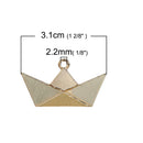 5 Gold ORIGAMI BOAT Charms, Bright Gold Plated Pendants, 31x18mm, chg0479