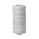 HEATHER GREY Baker's Twine, 1.5mm Cotton Cord, striped grey and white, 100 yard spool, cor0108