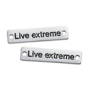 10 Antique Silver "Live extreme" Metal Tags, rectangle bar connector link, bracelet connector, stamped rectangle charm, 31mm, 1-1/4" chs2460