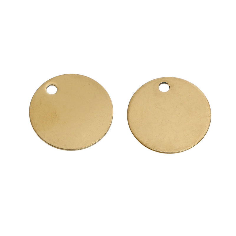 5 GOLD Stainless Steel Metal Stamping Blanks Charms ( 20mm, 3/4" ), ROUND Circle Disc, no hole, golf ball markers, 19 gauge, msb0447