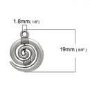 10 SPIRAL Charms, Silver Tone Pewter Pendants, 19x15mm, chs2467