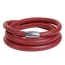 2 RED Round Leather Triple Wrap Bracelet Blanks, Magnet Clasp, 5mm Polyurethane Licorice Leather, 23-5/8" long cor0118
