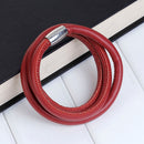 2 RED Round Leather Triple Wrap Bracelet Blanks, Magnet Clasp, 5mm Polyurethane Licorice Leather, 23-5/8" long cor0118