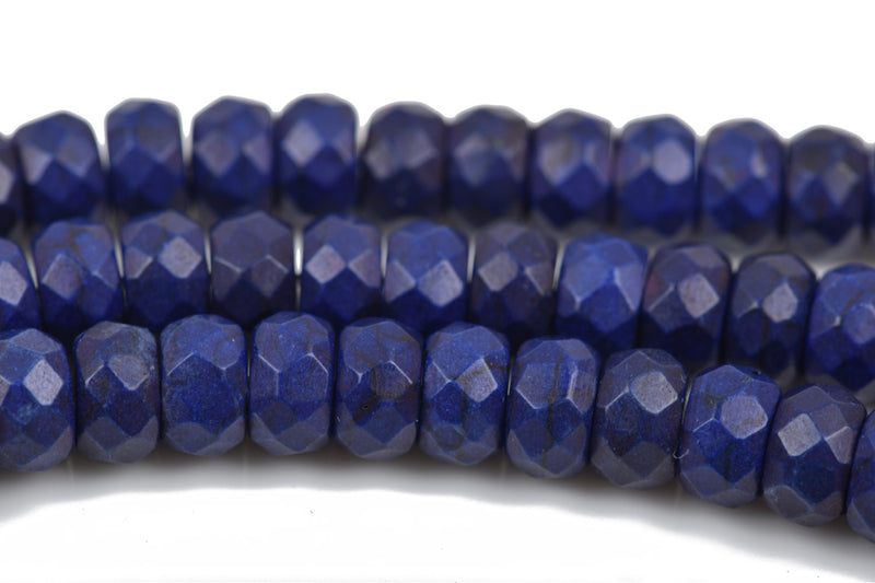 12mm ROYAL BLUE Howlite FACETED Rondelle Beads, trade beads, full strand, about 54 beads, how0591