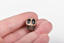 5 Copper Metal SKULL Beads, drilled top to bottom, 18mm, bme0397