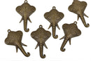 5 ELEPHANT Bronze Pendant Charms, Hindu Ganesha Elephant Head, 1-3/4" long chb0468