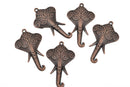 5 ELEPHANT Copper Pendant Charms, Hindu Ganesha Elephant Head, 1-3/4" long chc0066