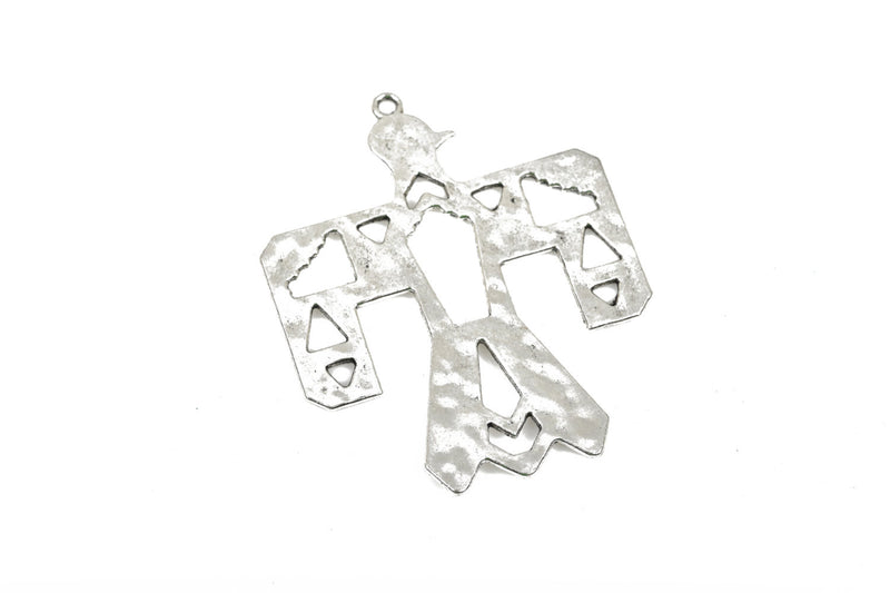 2 Silver THUNDERBIRD Pendants, Southwest Style Pendant Charms, 2.5" long chs2665