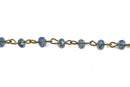1 yard (3 feet) Blue AB Crystal Rondelle Rosary Chain, bronze, 12mm faceted rondelle glass beads, fch0567a