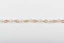 13 feet spool Clear AB Crystal Rosary Chain, bright gold, 4mm round faceted crystal bead chain, fch0511b