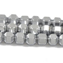 3mm Shiny Silver HEMATITE HEXAGON Beads, Titanium coated gemstone beads, full strand, 150 beads, ghe0129