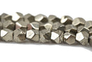 8mm PYRITE Fools Gold Faceted Round Beads, Heptagon (7 sided beads) Faceted Gemstones, full strand, about 62 beads, gpy0016