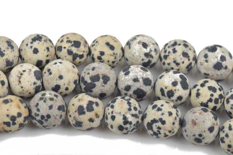 12mm DALMATIAN JASPER Round Beads, Smooth Matte Frosted Round Gemstone Beads, full strand, 32 beads per strand, gja0132