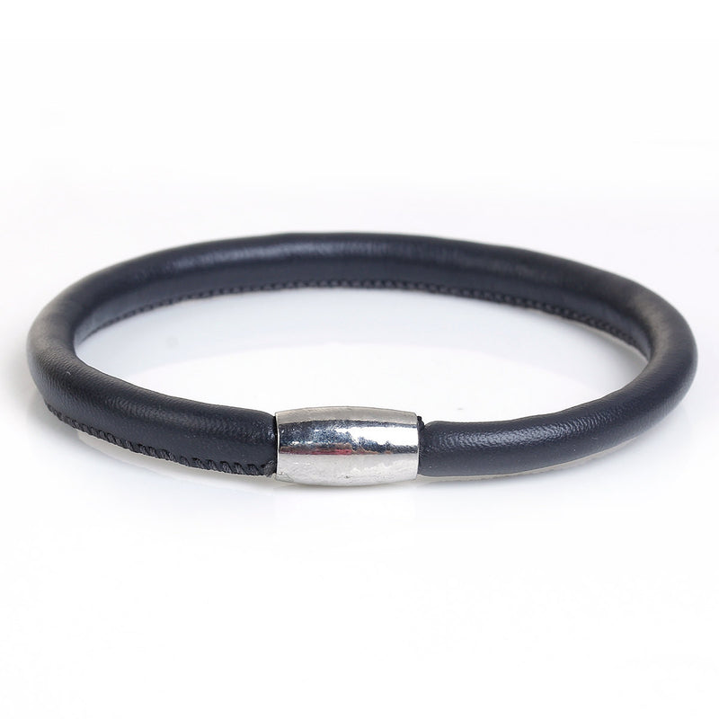 DARK GREY Round Leather Single Wrap Bracelet Blanks, Magnet Clasp, 5mm Polyurethane Licorice Leather, 9" long cor0123