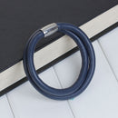 2 DARK NAVY BLUE Round Leather Double Wrap Bracelet Blanks, Magnet Clasp, 5mm Polyurethane Licorice Leather, 17" long cor0125