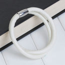 2 OFF WHITE CREAM Round Leather Double Wrap Bracelet Blanks, Magnet Clasp, 5mm Polyurethane Licorice Leather, 17" long cor0135