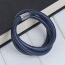 2 DARK NAVY BLUE Round Leather Triple Wrap Bracelet Blanks, Magnet Clasp, 5mm Polyurethane Licorice Leather, 23-5/8" long cor0131