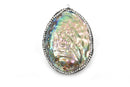 ABALONE Shell Pendant with Rhinestones, Large Pavé Pendant, Double Sided Natural Seashell, Paua Shell, 2-1/8" to 2-1/2" long cgm0057